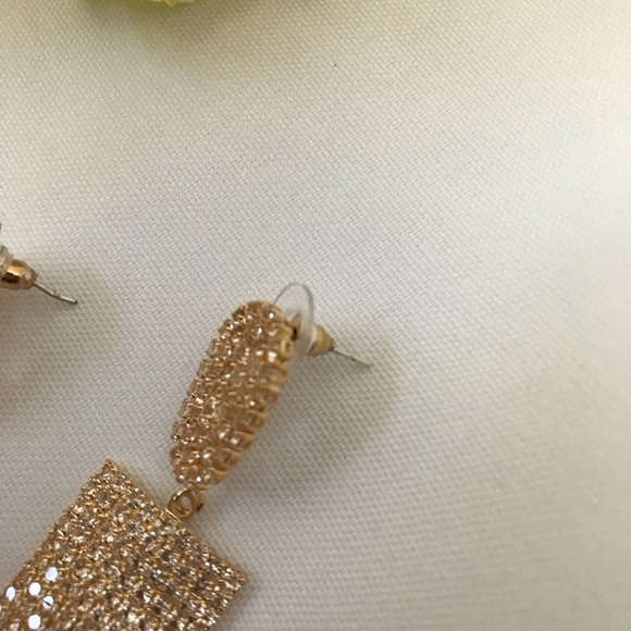 Sparkly Cubic Zirconia Rectangular Drop Earrings - Picture 5 of 15